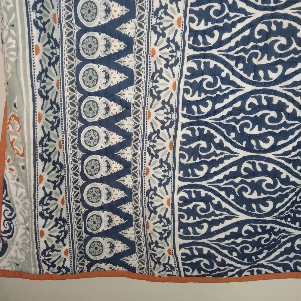 2 Pottery Barn Pillow Covers 26 X 20 Scroll Bohemian Design Blue Brown